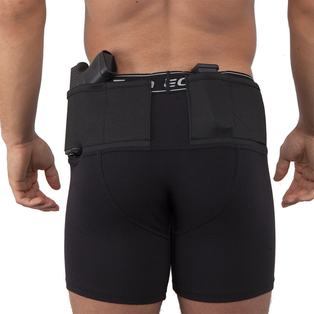 Concealed Carry Athletic Shorts With Pockets, Black