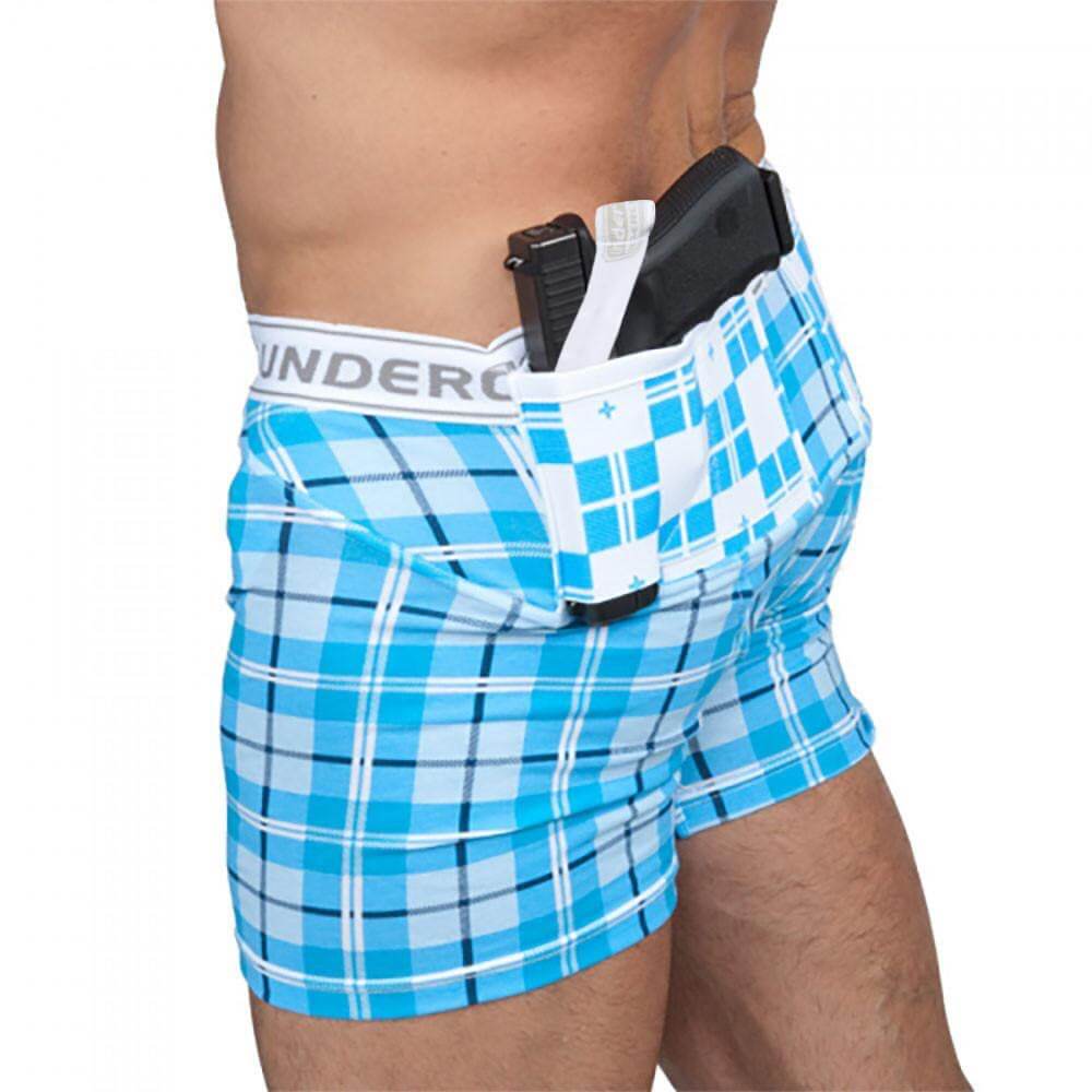 Mens Concealed Carry Plaid Boxer-Briefs