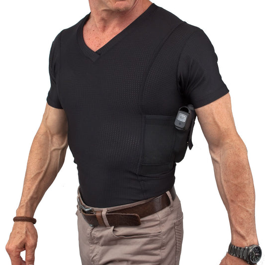 Mens Concealed Carry Coolux Mesh V-Neck Tee - Undertech Undercover